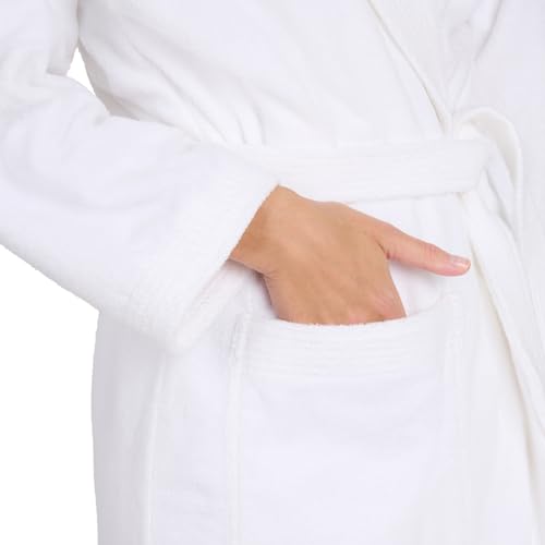Blumtal Szlafrok dla Kobiet, miękki i przytulny z bawełny z kapturem i aksamitnym wnętrzem z frotty, certyfikat Oeko-Tex®, rozmiar L, biały