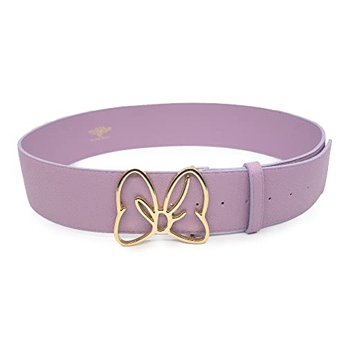 Disney Belt, Minnie Mouse Gold Bow Buckle, Lilac, Vegan Leather Belt
