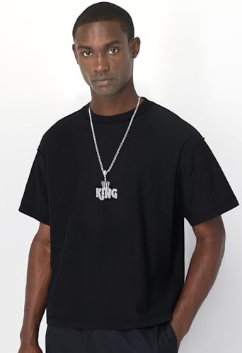 Silver Crown King Pendant Necklace for Men Stainless Steel Rope Chain Ice Out Pendant with Imitation Diamond Mens Necklace Hiphop Jewelry Gift2