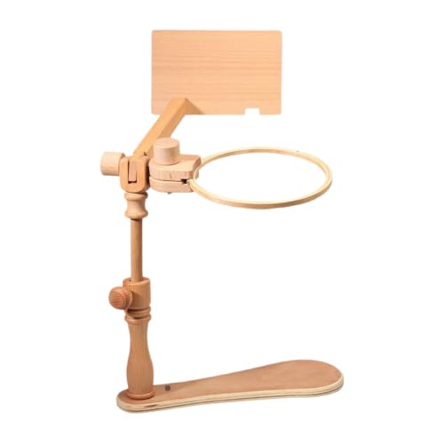 Soporte para aro de bordado que elimina el dolor de cuello con base de madera estable