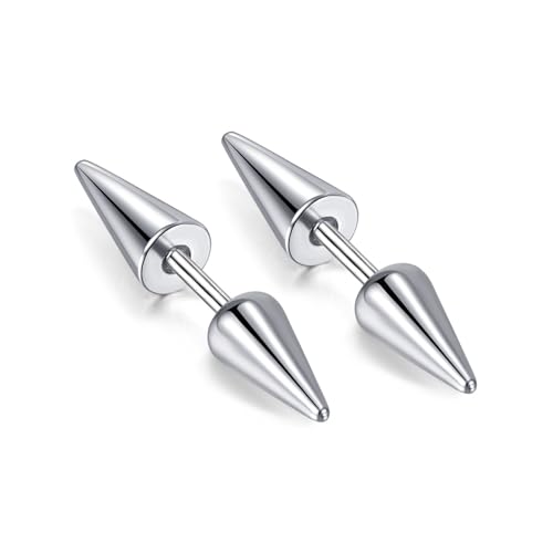 Punk Rock Stainless Steel Double Side Spike Rivet Stud Earrings