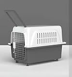 N&S ペット猫犬スーツケース航空輸送ボックス、旅行犬小屋ポータブル猫ケージペット用品 キャットドッグカーボックス 航空輸送委託販売用スーツケース 輸送キャットドッグケージアウトボックス キャンピングキャリー (XL（81×57×60cm）, グレー×ブラック)