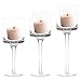 Produktbild Belle Vous 3-er Pack Teelichthalter Glas (3 Größen)  Transparente Hohe Kerzenständer Glas, Kerzenhalter Glas, Kerzenständer Gross  Ideal für Hochzeit, Wohnaccessoires, Tischdeko, Geschenk