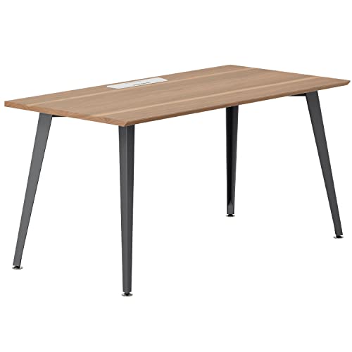 Image of Branch Office Desk, Modern Home Office Desk | Efficient Cable Management and Fast Assembly, Compact Workstation for Home or Apartment, 48 inch Walnut Top, Charcoal Base