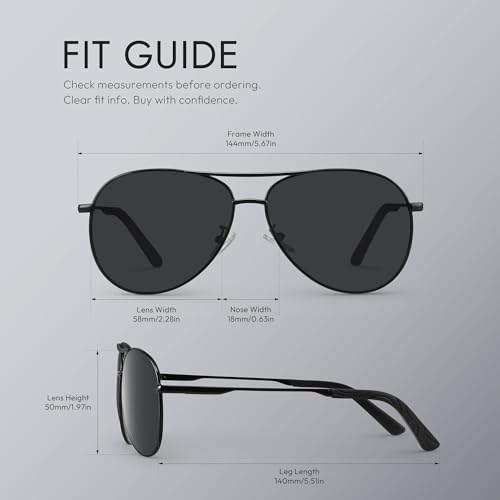 Image of Eiuizah Polarized Aviator Sunglasses for Men Women UV400 Driving Shades | Polarized Lenses Reduce Glare with UV Protection Lightweight Aviator Designed for Driving Fishing Outdoor Activities