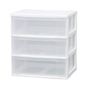 アイリスオーヤマ チェスト 3段 届いてすぐ使える完成品 ワイド 日本製 幅63×奥行50×高さ69cm ホワイト/クリア 白 プラスチック N653 組立不要