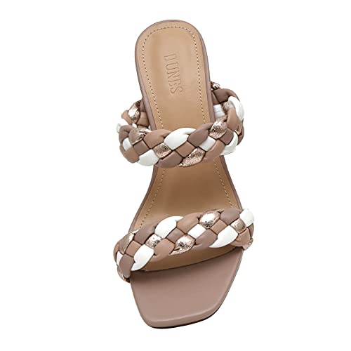 Dunes + Cushionaire Technology Women's Iris Braided Heel Sandal +Memory Foam, Taupe Multi 8.5 #TOP4