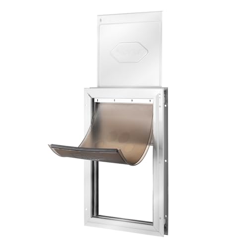 VEVOR Haustierklappe Hundeklappe aus Aluminiumrahmen mit Schloss & Klappensystem 210 x 303 mm, wetterfeste Hundeklappe Haustiertüre geeignet für Katzen Hunde Kätzchen (Weiß-S) einfache Montage