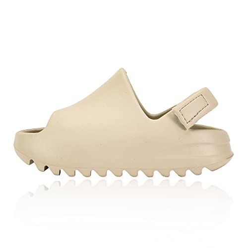 Toddler Little Kids Slides Sandals, Kids Summer Non-Slip Open Toe Slides Sandals,Beach Pool Anti-Slip Water Shoes,Indoor Outdoor Lightweight Slippers For Boys And Girls 2627Beige #TOP22