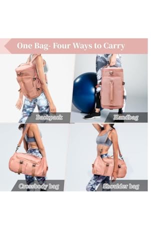 Image of 28L Polyester Gym Duffel Shoulder Bag for Women Men for Sports, Waterproof Dufflebag with Shoe and Wet Clothes Compartments Travel Backpack Workout Carry On Weekender Colour-Grey (Pink)