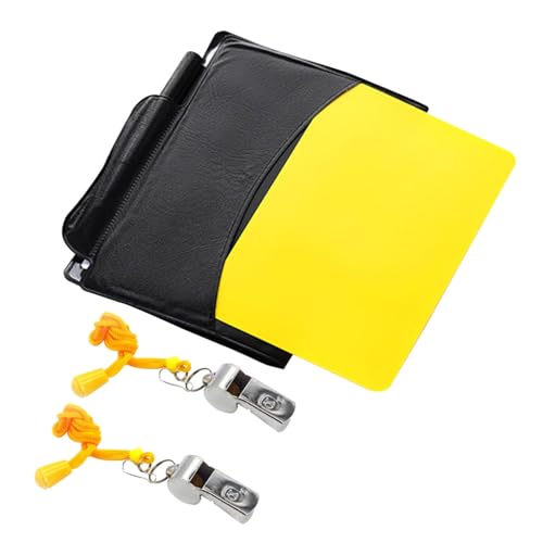 Set de árbitro para fútbol con silbatos y tarjetas