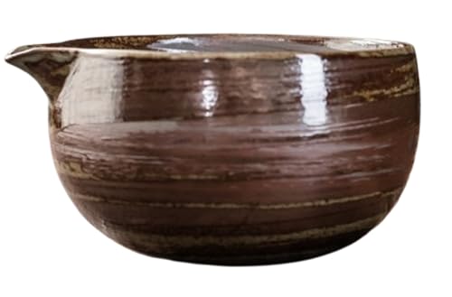 注ぎ口付きセラミック抹茶ボウル、手作り和風茶抹茶セレモニー茶碗 600ml (D)