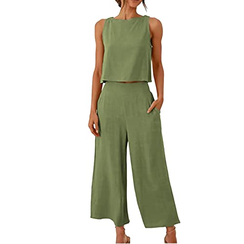 Chándal de mujer de lino con pantalón largo y chaleco para total comodidad 3