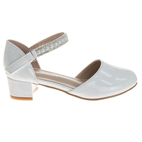 Image of Josmo Girls Low Heel Dress Pumps Crystal Strap Formal Wedding Sandals Flower Girl Shoes for Toddler /Little Kid /Big Kid