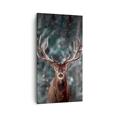 Lienzos decorativos Ciervo Ciervo Invierno Cuadro Sobre Lienzo Moderno Vertical 45x80cm Cuadros Decoracion Salon Dormitorio Cocina Cuadros Pared Imágenes Wall Art Prints Decor Canvas PA45x80-4998