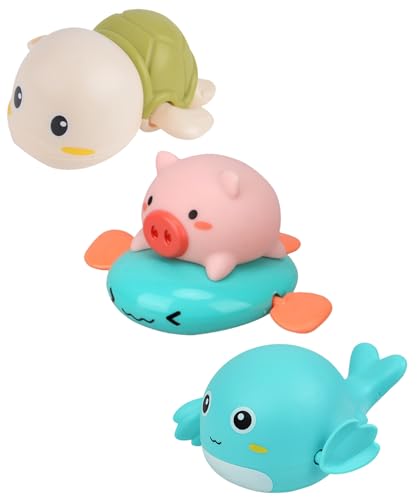 Vitalux レインボーシャワー お風呂おもちゃ 3点セット 赤ちゃん 水遊び 動物デザイン ブタ カメ イルカ 誕生日プレゼント 出産祝い 男の子 女の子 人気 浴室玩具 水遊びグッズ ベビーシャワートイ バスタイム おもちゃ 安全素材 電池不要 カラ