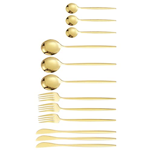 Generic Juego de Cubiertos Elegante Juego de Vajilla de Acero Inoxidable Premium 410 de Vajilla de 12 Piezas (GOLD)