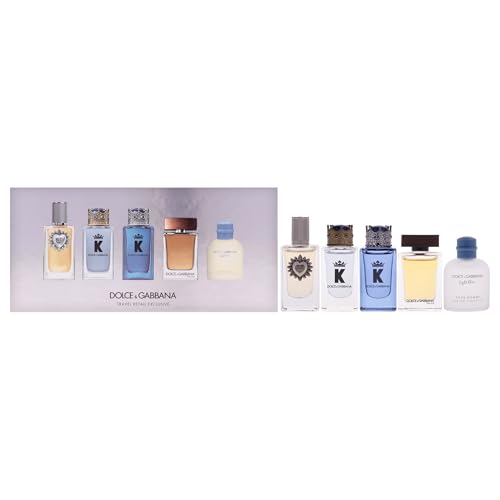 DOLCE & GABBANA Mens Mini Fragrance Set 5 Piece Collection Pour Homme EDT/EDP 24.5ml Total Devotion K Light Blue The One splash