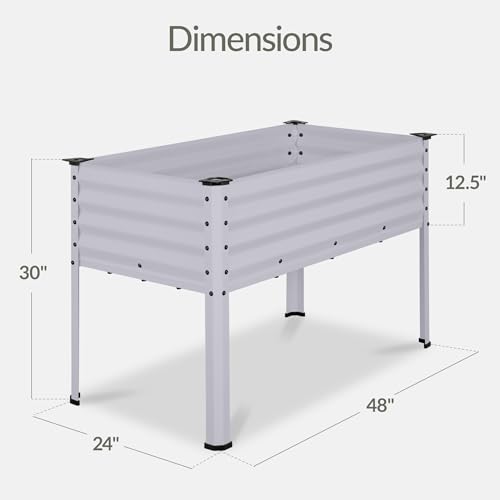 Image of Best Choice Products 48x24x30in Galvanized Raised Garden Bed, Metal Elevated Planter Box, Vegetable Garden for Backyard, Patio, Balcony, 100% Non Toxic Materials - Moonlight Gray