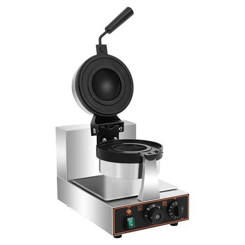 Electric Burger Waffle Maker, 1.2KW 110V Commercial Waffle Maker with 180° Rotatable Angle Non-stick Round Waffle Iron Maker for Restaurant Bakery Snack Bar Family