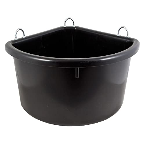 Dura-Tech Platinum Corner Feeder for Horses 30 Quart | Space-Saving Corner Design | Cold Weather Resistant | Color Black