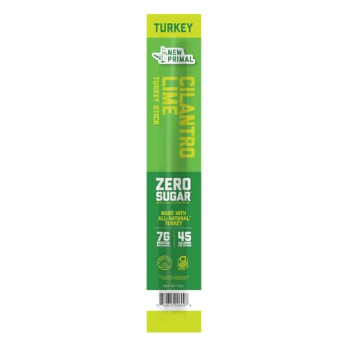 New Primal Cilantro Lime Turkey Stick, High Protein Zero Sugar Meat Stick, 1 OZ