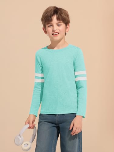 Image of Haloumoning Boys Long Sleeve Shirts Kids Crewneck T Shirts Casual Striped Tops Tees 5-14 Years