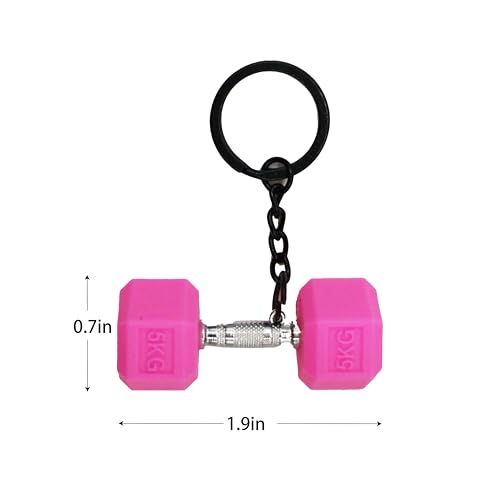 Image of VIGUEUR Mini Dumbbell Keychain - Barbell Keychain for Fitness Enthusiast, Pink