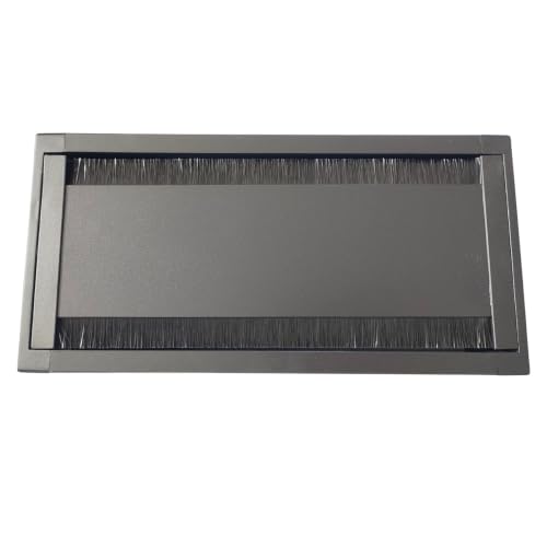 Image of Aluminum Alloy Desk Grommet - Rectangular Metal Cable Wire Hole Cover Flip Dust-Proof Lid for Office, Computer Table, TV Cabinet & Furniture, Cord Organizer (300mm*148mm Two Way, Black)
