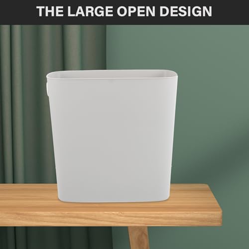 Image of Luxshiny Slim Trash Can Plastic Waste Basket Rectangle Garbage Container Narrow Wastebasket Recycle Bin for Bathroom, Bedroom, Kitchen, Living Room 28X27X12.5cm