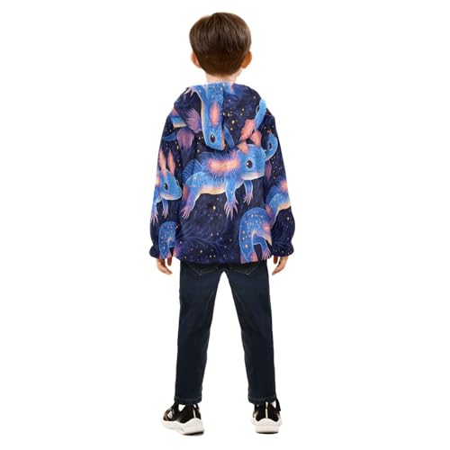 Glowing Axolotl Pattern Prints Toddler Fleece Jacket Girl Boys Hooded Fleece Jacket Coat Warm Outwear Zip-up 3-10T4