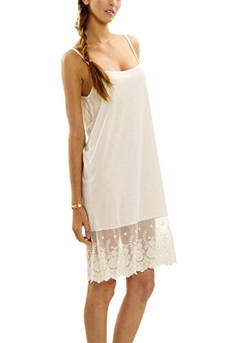 Melody Women's Full Lace Slip Extender Solid Knit Skirt Extender (Ivory, Medium) #TOP1