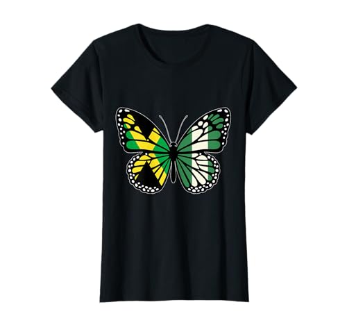 Jamaica and Nigeria Butterfly Half Jamaican Nigerian Roots T-Shirt