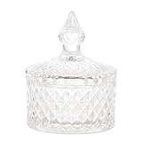  BONBONNIÈRE Verre Style Impérial 11x11 cm Bocal en Verre de Qualité Alimentaire Réutilisable Passe au Lave-Vaisselle Couvercle Rabattable Design Élégan