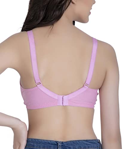 Image of Women's Seamless Padded Bra | Full Coverage | Cotton Stretch Fabric and Nylon Lace | Broad Adjustable Straps
