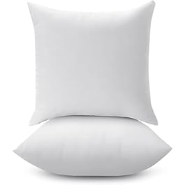 LANE LINEN 18 x 18 Throw Pillow Insert – Pack of 2 White, Down Alternative Pillow Inserts for Decorative Pillow Covers, Throw Pillows for Bed, Couch Pillows for Living Room