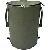 Fiozwea 屋外用折りたたみ式キャンプ用ゴミ箱 蓋付き 大容量 ポータブル収納バッグ 屋外ガーデン、ピクニック、アウトドアアクティビティに最適 (ミリタリーグリーン,45×55cm)