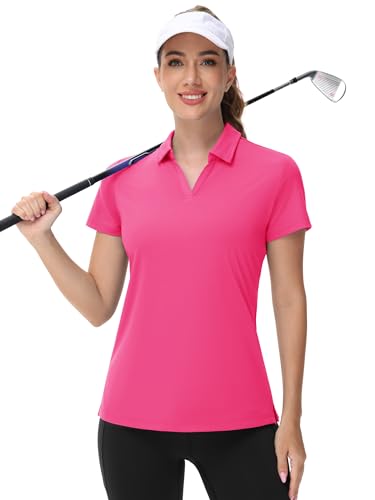 Image of TACVASEN Women's V-Neck Polo Shirts UPF 50+ Short Sleeve Sun Protection Quick Dry Golf Polos Collared Shirt