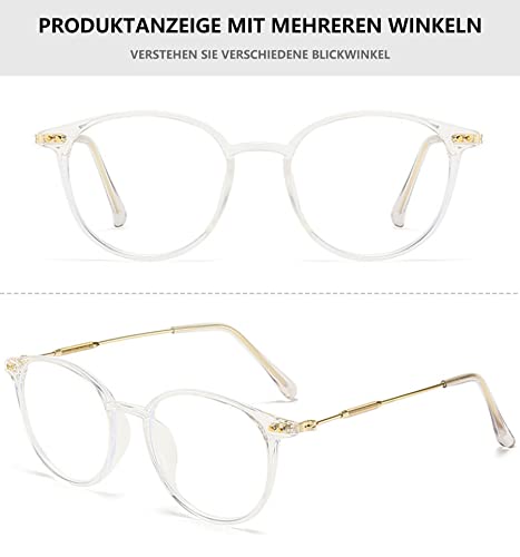 Lanomi Vintage Progressive Multifocal Reading Glasses Women Men Round Blue Light Blocking Eyeglasses Magnifying UV400 Outdoor Computer Reader Clear(Multifocal) 1.0 - Image 3