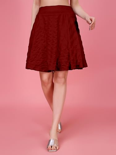 Image of Mehrang Spandex Women's Classic Stretchy All Time Trendy Skater Skirt with Attached Inner Shorts and Flared Inskirt