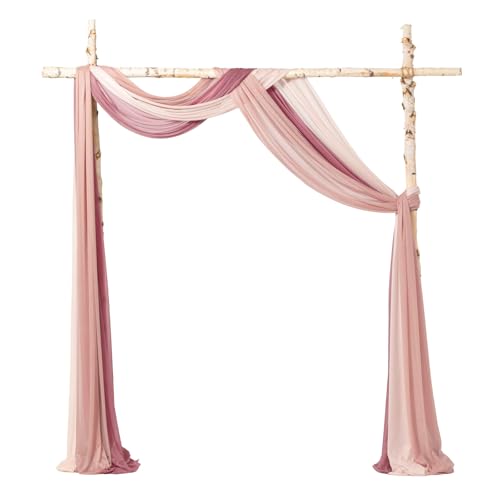 Wedding Arch Draping Fabric 3 Panels 30 x 20Ft Chiffon Fabric Drapery Wedding Ceremony Reception Swag Decorations(Dusty Rose +Mauve +Blush)