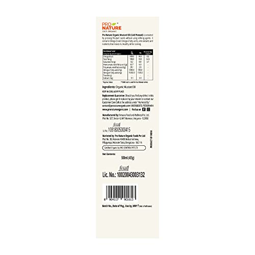 Image of Pro Nature Organic Mustard Oil, 500ml