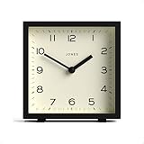 JONES CLOCKS® Disco Desk Clock | Sleek Square Design | Black | Stylish and Easy to Read for Shelf, Table, Mantel or Bedside
