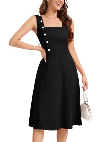 Image of Bbonlinedress Womens Vintage Summer Cocktail Dress Sleeveless Tea Party Retro Formal Wedding Guest A-line Midi Sundress