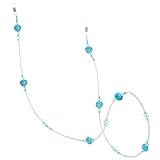 [Starry Spirit] 眼鏡ストラップ 眼鏡チェーン メガネストラップ おしゃれ レディース 軽量 ビーズ SMST1 (セレストブルー)