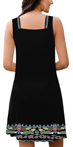 Image of SAUKOLE Summer Dresses for Women Casual Sleeveless Tank Dress Fashion V Neck Flowy Short Sundress