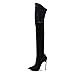 Way bocke Winter Overknee Stiefel, Stretch Wildleder Spitze Kurzes Plüsch Futter Plus Size Lange Stiefel Für Den Alltag, Absatz 12Cm,Schwarz,41