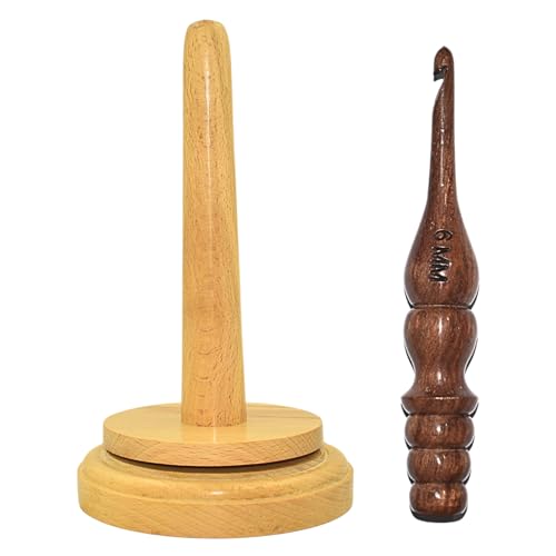 Naaz wood arts® Natural Beech Wood Yarn Holder, Wooden Yarn