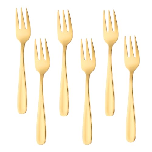 Buyer Star Obst Dessertgabel Set *6 Stück, 5,3 ZollEdelstahl, wiederverwendbare Vorspeisen Gabelnfür Haus Küche Restaurant, Camping Picknick,...