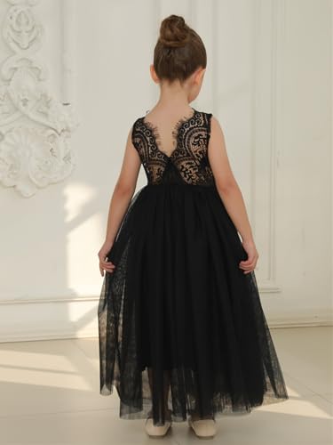 Image of 2Bunnies Girl Peony Lace Back A-Line Straight Tutu Tulle Party Flower Girl Dress